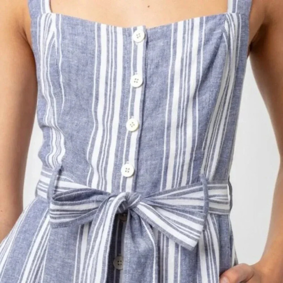 Rails Kyra Linen Rayon Blue White Striped Jumpsuit Sz: Small - Picture 3 of 13